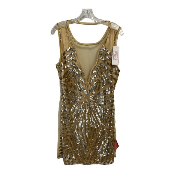 GatsbyLady London Gold Sequin Art Deco Sleeveless Flapper Dress US 14 UK 18 - Picture 1 of 11